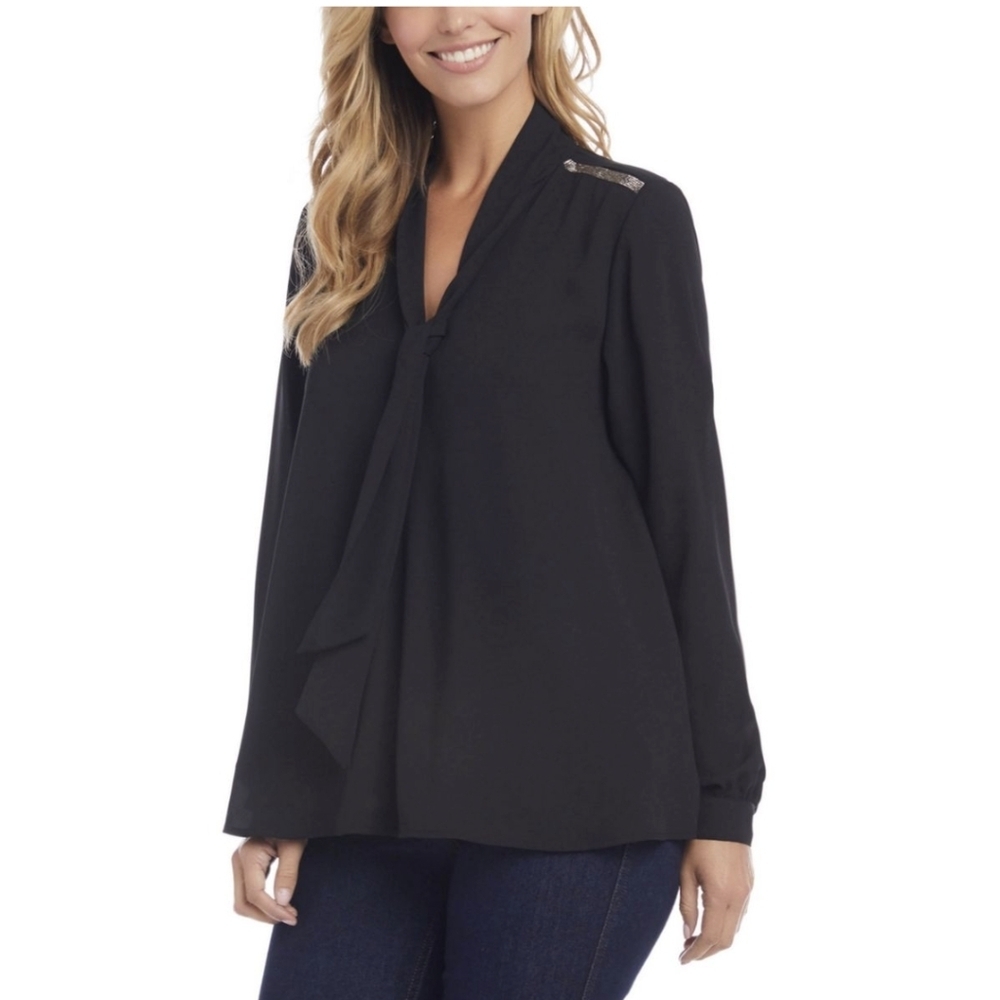 🌟NWT Karen Kane Black Diamond Shoulder Tie Top